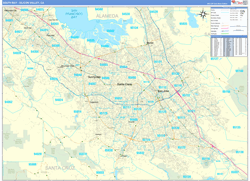 South Bay-Silicon Valley Metro Area Wall Map Basic Style 2025